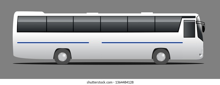 Vector tourist bus, side view, template isolated on gray background. Passenger transport for corporate identity and advertising design.