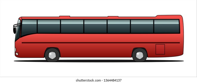 Vector tourist bus, side view, template isolated on white background. Passenger transport for corporate identity and advertising design.