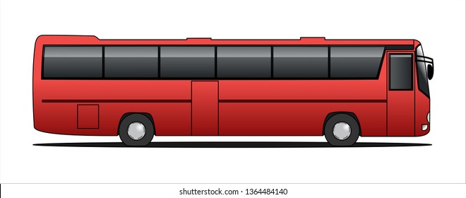 Vector tourist bus, side view, template isolated on white background. Passenger transport for corporate identity and advertising design.