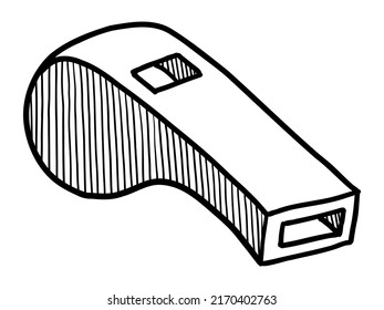 VECTOR TOURIST WHISTLE ISOLATED ON A WHITE BACKGROUND. DOODLE DRAWING BY HAND