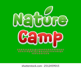 Vektor touristische Poster Nature Camp. Lustige helle Schriftart. Künstlerische Buchstaben und Zahlen setzen