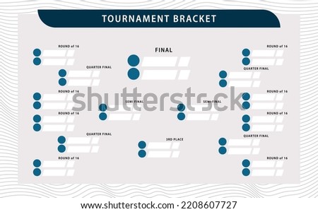 Vector tournament bracket with curvy line pattern background. Simple knocked-off stages drawing. Suitable for football, badminton, basketball, and other sports.