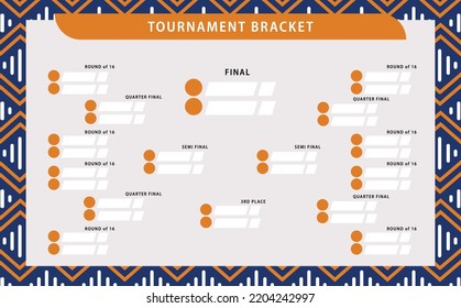 Vector Tournament Bracket With Zig Zag Traditional Vector Pattern Background. Chevron Pattern. Suitable For Football, Basketball, Contest, Match, And Sports.