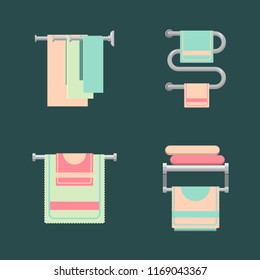 Vector Towels set. Cloth towel for bath. Cartoon Vector illustration. Flat style