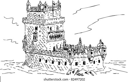 vector - tower of belem in Portuguese in Lisbon