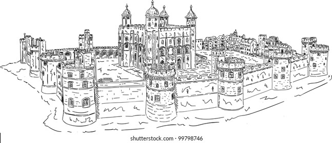 vector - The Tower of London, isolated on background