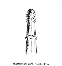 
Vector tower of a mosque with hand drawn style