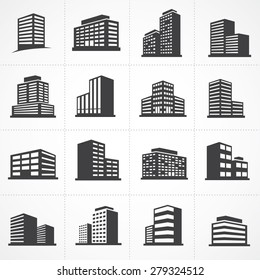 Vector town and building icon set