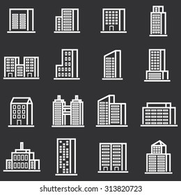 Vector town and building icon set