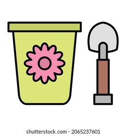 Vector Toy Bucket Filled Outline Icon Design
