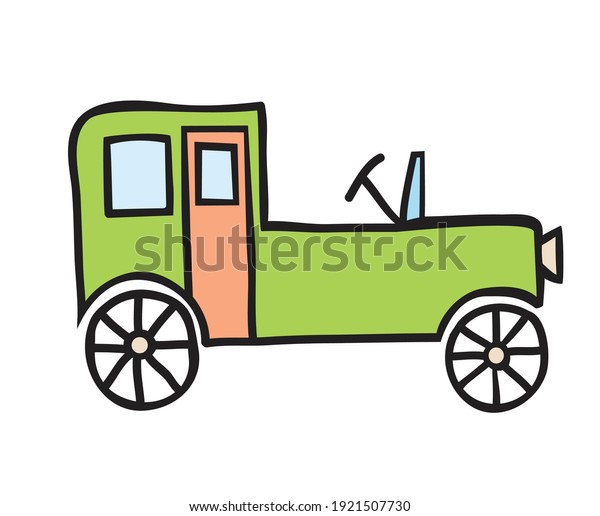 Vector toy cartoon sketches object element\
retro of car pictures in childish style icon symbol isolated item\
on a white background