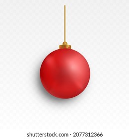 Vector toy for the Christmas tree on an isolated transparent background. Ball on the tree png, red ball. Christmas decoration, decoration.