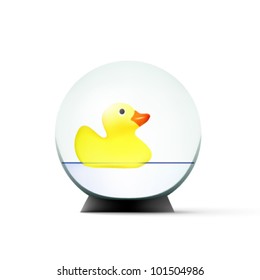 vector toy duck swimming in a glass sphere