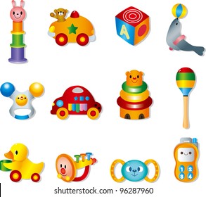 Vector toy icons. Baby toys