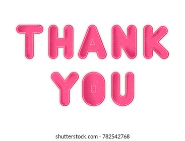 Vector toy letters "Thank you" made of pink fabric.