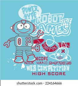  Vector toy robot.- artwork for baby and kid t-shirt 