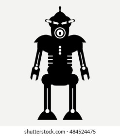 vector toy robot, vector robot icon, silhouette toy robot