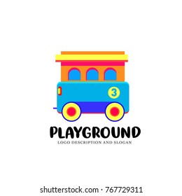 Vector of toy shop and little car logo for kids. Logo for kids playground