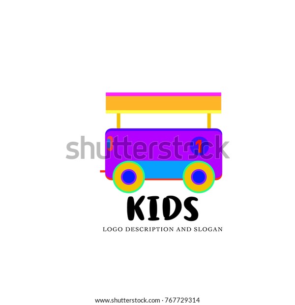 Vector of toy shop and little car logo for\
kids. Logo for kids\
playground