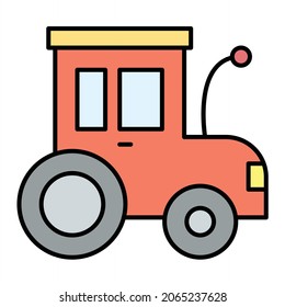 Vector Toy Tractor Filled Outline Icon Design
