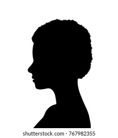 Vector trace of african-american face with beautiful haircut isolated on white