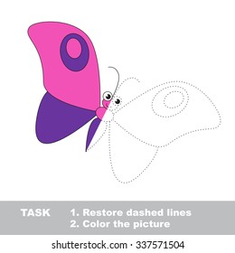 Vector trace game. Beautiful butterfly to be colored.