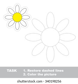 Vector trace game. Chamomile to be traced.