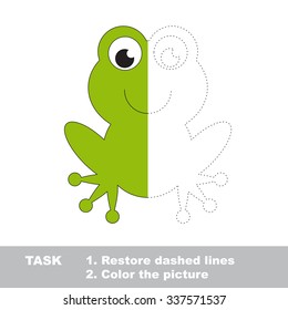 Vector trace game. Green frog to be colored.