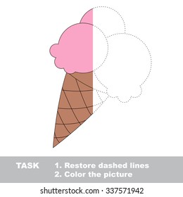 Vector trace game. Ice-cream to be colored.