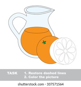 Vector trace game. Jug of juice to be colored.