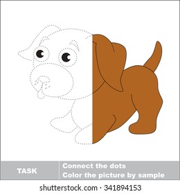 Vector trace game. Little dog to be colored.