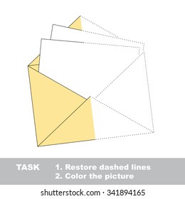 Vector trace game. Paper envelope to be colored.