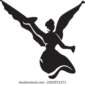 Vector trace of a stencil template showing an image of the iconic landmark of Mexico City, "Angel de la Independencia", a statue in Reforma Ave. for the 100 anniversary of Mexican Independence