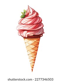 Vektorgrafik, rückverfolgte Illustration. Süßer Dessert im realistischen Stil mit saftigen Erdbeeren.