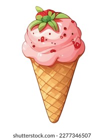 Vector, ilustración de seguimiento. Postre dulce de estilo realista con fresas jugosas.