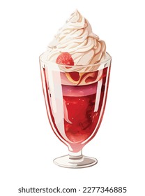 Vector, traced illustration illustration. Sweet dessert in realistic style with juicy strawberries.