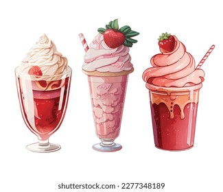 Vector, traced illustration illustration. Sweet dessert in realistic style with juicy strawberries.
