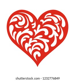 Vector tracery heart. Template for stencil, laser cutting, plotter cutting, printing or wood carving. Festive decoration.