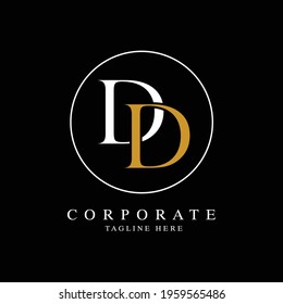 Vector tracing of DD initial in white and gold style. Can be used as Logo, Brands, and Tatto