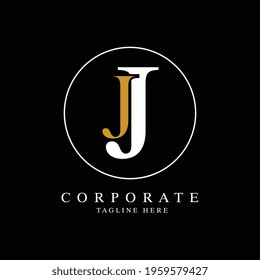 Vector tracing of JJ initial in white and gold style. Can be used as Logo, Brands, and Tatto