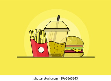 El rastreo de vectores de comida chatarra en estilos de color se puede usar para logotipos e iconos