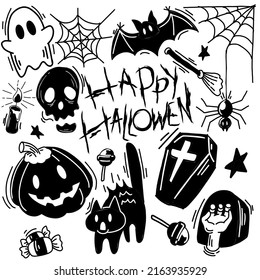 " Vector Tracing on Hallowen packs in White and Black style. Can be used as Logo, Brands, Mascots, and Tatto."
