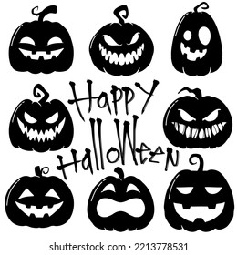 " Vector Tracing on Pumkin Hallowen packs in White and Black style. Can be used as Logo, Brands, Mascots, and Tatto."