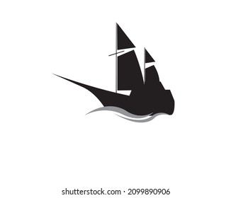 vector tracing the plain logo design of the black pinisi ship, and white background