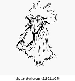 "Rastreo vectorial de Rooster al estilo blanco y negro. Se pueden utilizar como logotipos, marcas, mascotas y tatuajes