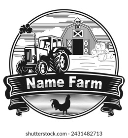 Vector Tractor logo and farm logo template collection. Farm House concept logo. suitable for any business related to farm industries