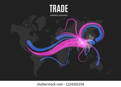 Vector trade infographic template. Color import and export map design for your company illustration or partners presentation