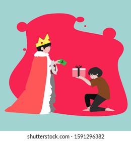 vector a trader who gives his merchandise to the buyer.buyer is king