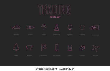 Vector trading infographic template. Color icon set design for your illustration or firm presentation