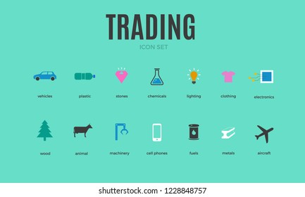 Vector trading infographic template. Color icon set design for your illustration or firm presentation